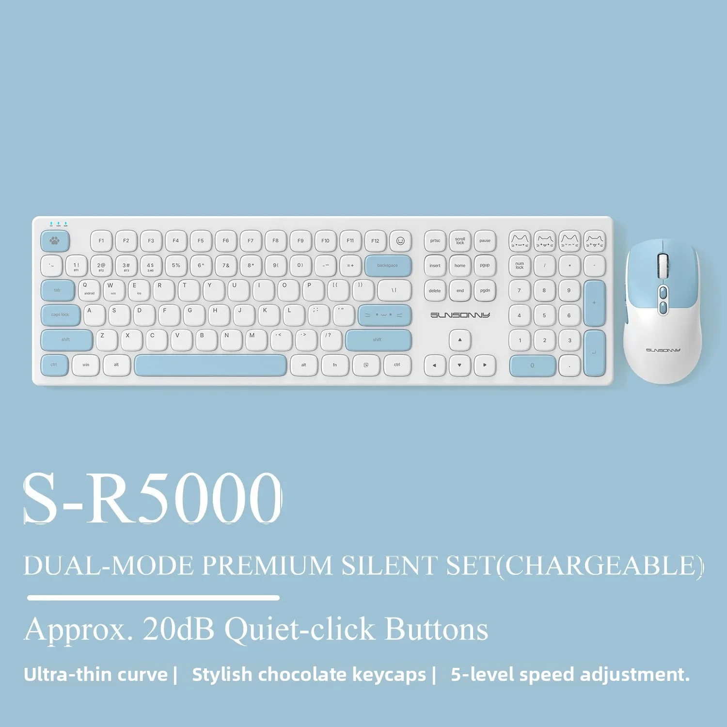 Gaming Keyboard Mouse Combo - Sevimli Sessiz Klavye ve Fare Seti,