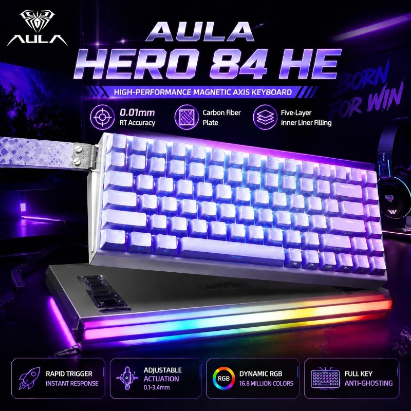 Gaming Keyboard Ergo - AULA HERO84 Manyetik Oyun Mekanik Klavyesi