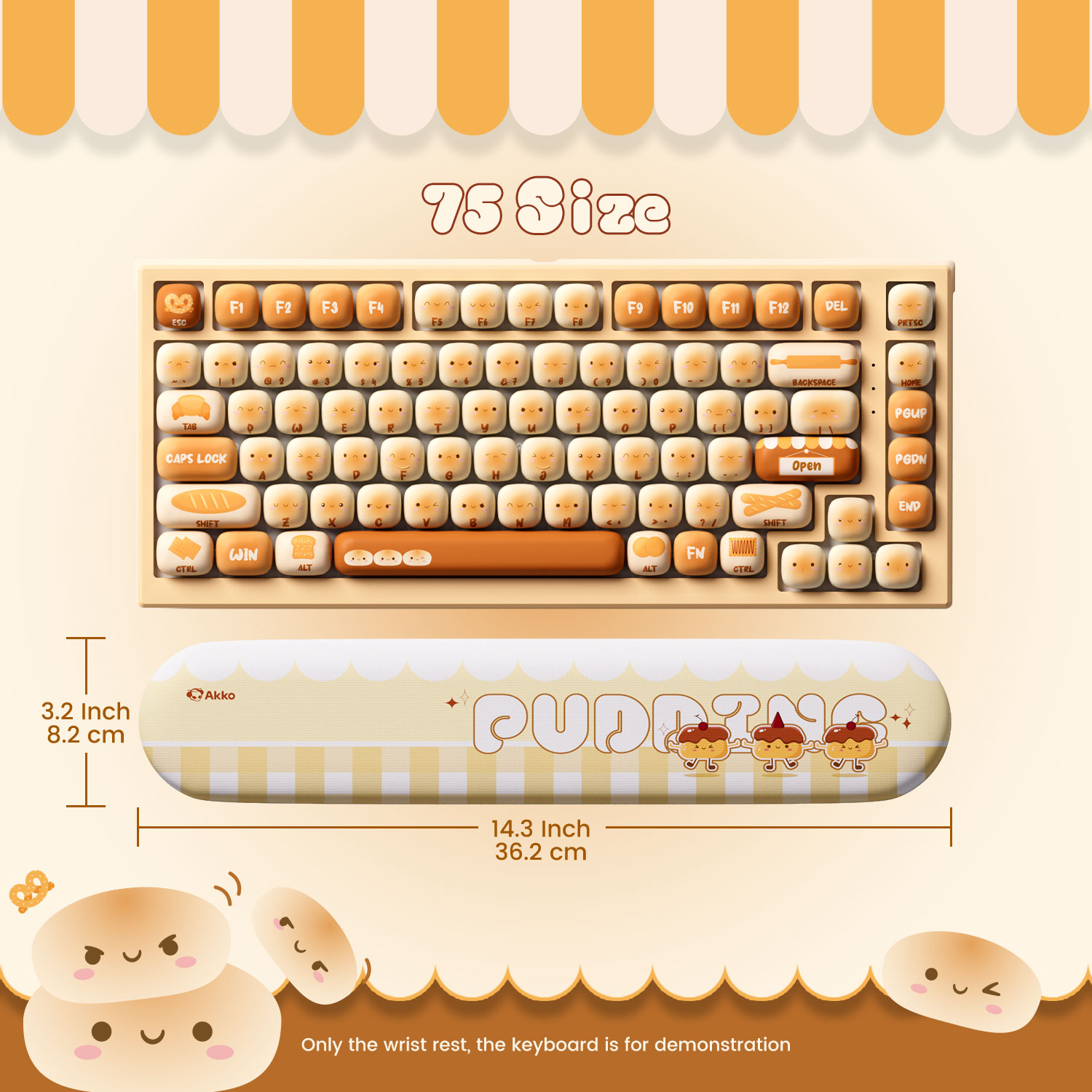 Gaming Keyboard Ergonomic - Akko Pudding Buns Klavye Bilek Desteği