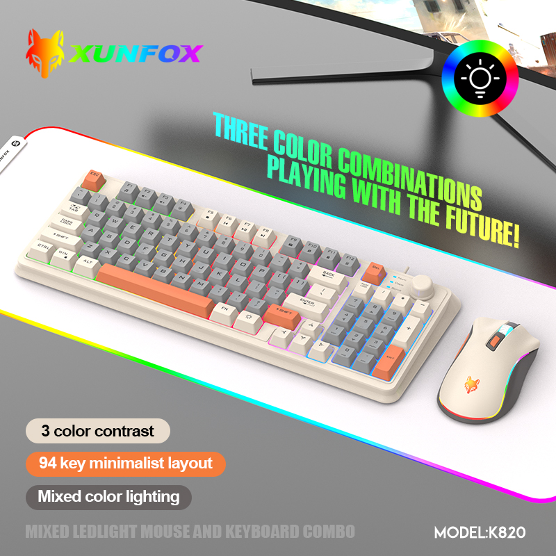 Gaming Keyboard Mouse Combo - K820 USB Kablolu Oyun Klavye Fare