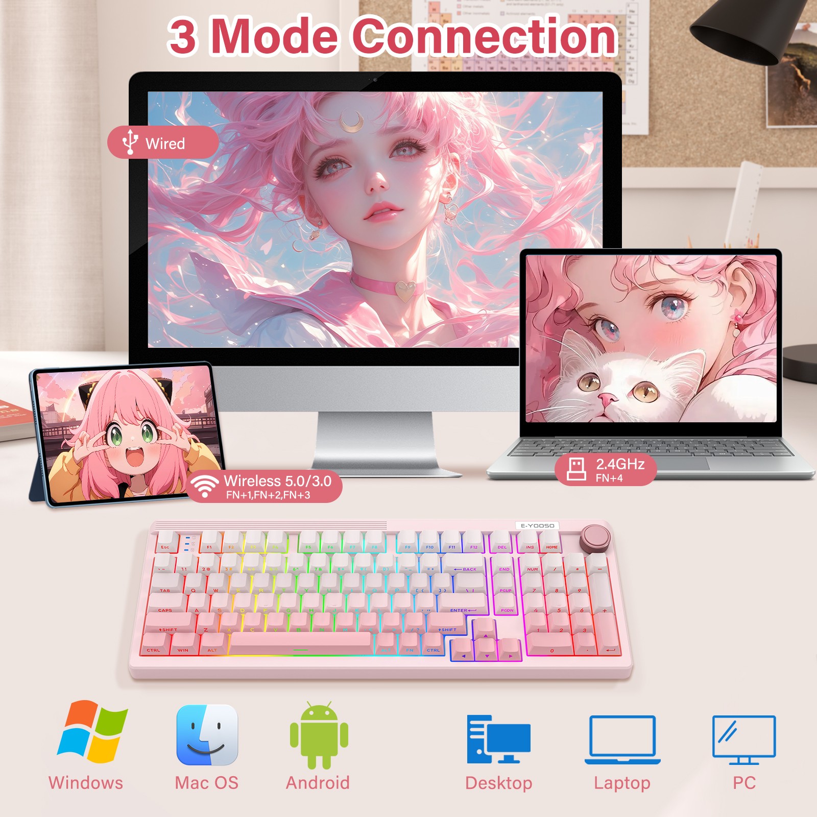 E-YOOSO 98 Tuşlu Kablolu Üç Mo - Gaming Keyboard E Yooso incelemesi ve fiyatı
